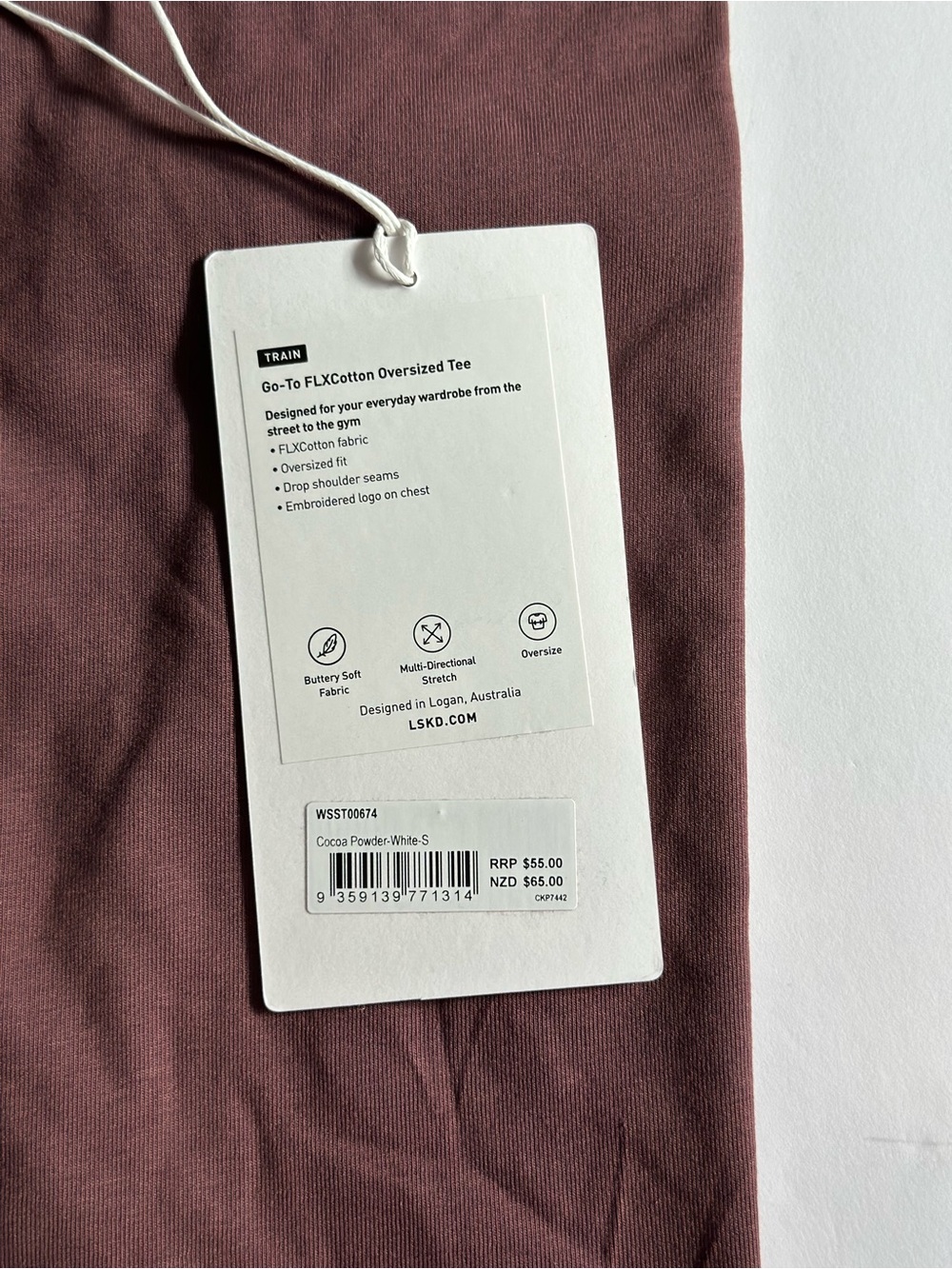 LSKD Go-To FLXCotton Oversized Tee In Cocoa
Powder/White Size Small NWT - Picture 7 of 7
